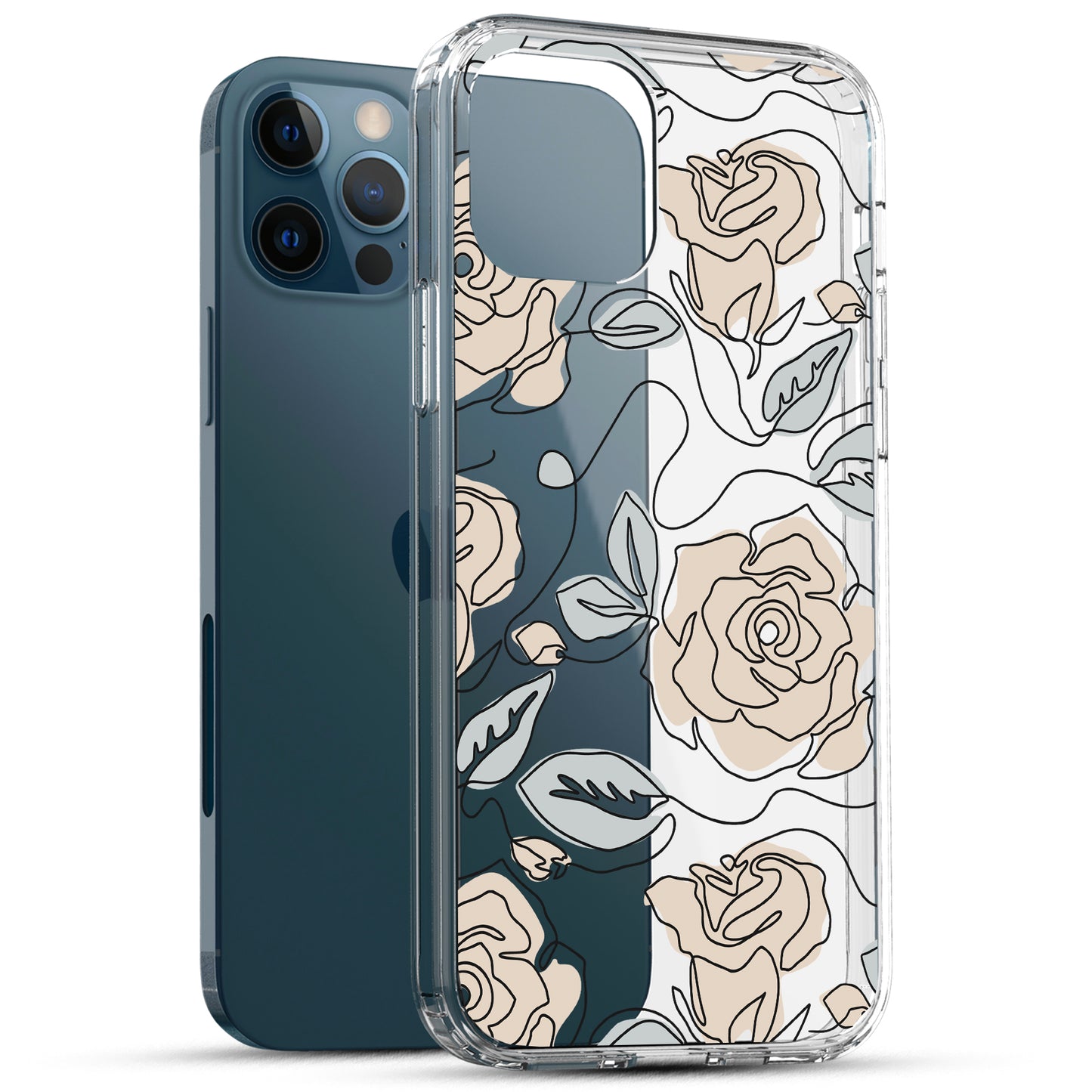 iPhone 12 / iPhone 12 Pro Case, Anti-Scratch Clear Case - Abstract Rose