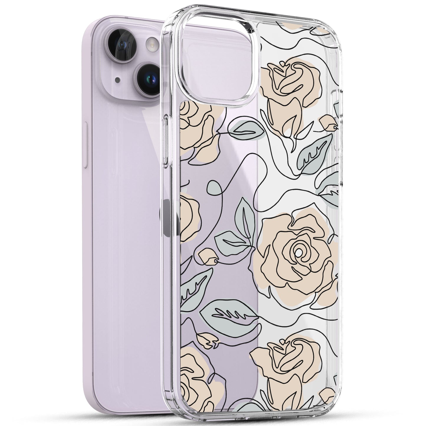 iPhone 14 Case, Anti-Scratch Clear Case - Abstract Rose