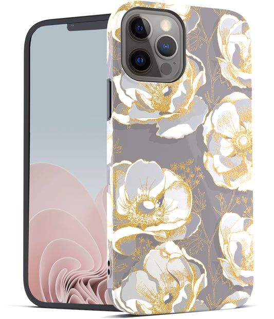 iPhone 12 / iPhone 12 Pro Case, Ultra Slim Glossy Shockproof Scratch-Proof Case - Anemone Flowers