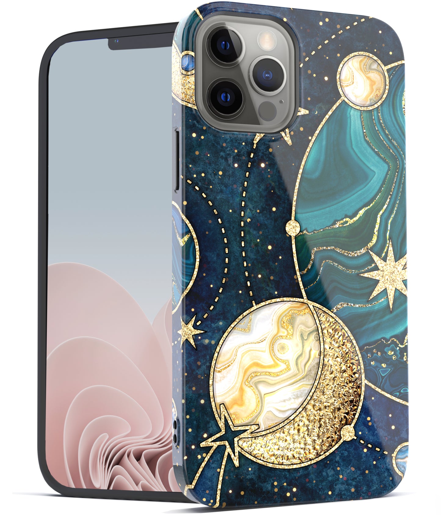 iPhone 12 / iPhone 12 Pro Case, Ultra Slim Glossy Shockproof Scratch-Proof Case - Galaxy Stars and Planets