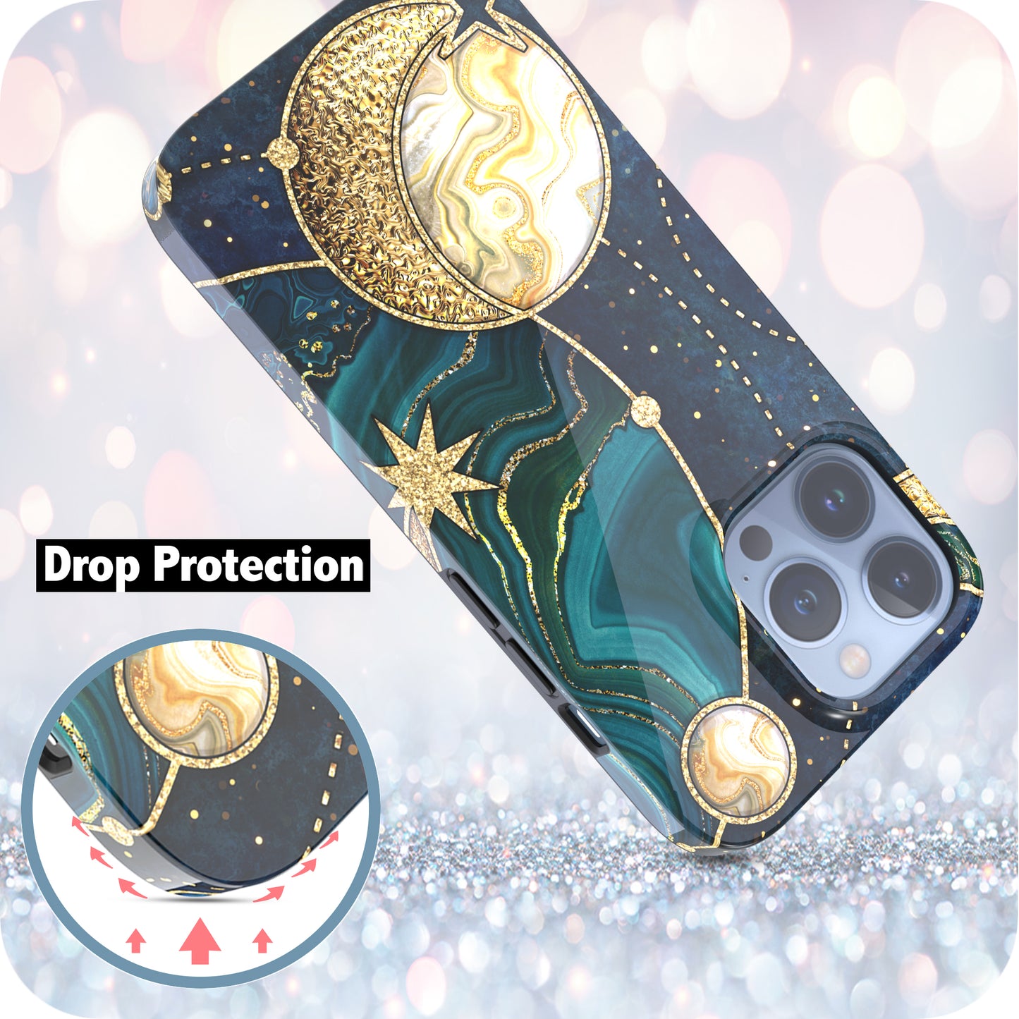 iPhone 13 Pro Case, Ultra Slim Glossy Shockproof Scratch-Proof Case - Galaxy Stars and Planets