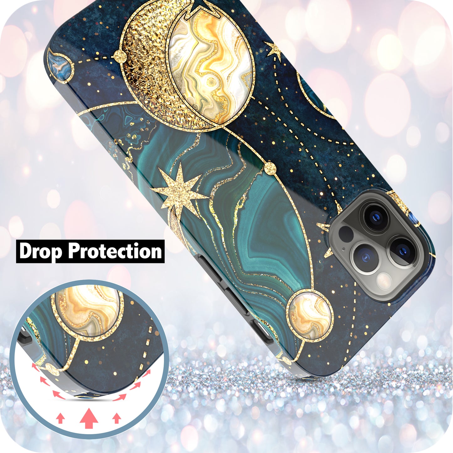 iPhone 12 / iPhone 12 Pro Case, Ultra Slim Glossy Shockproof Scratch-Proof Case - Galaxy Stars and Planets