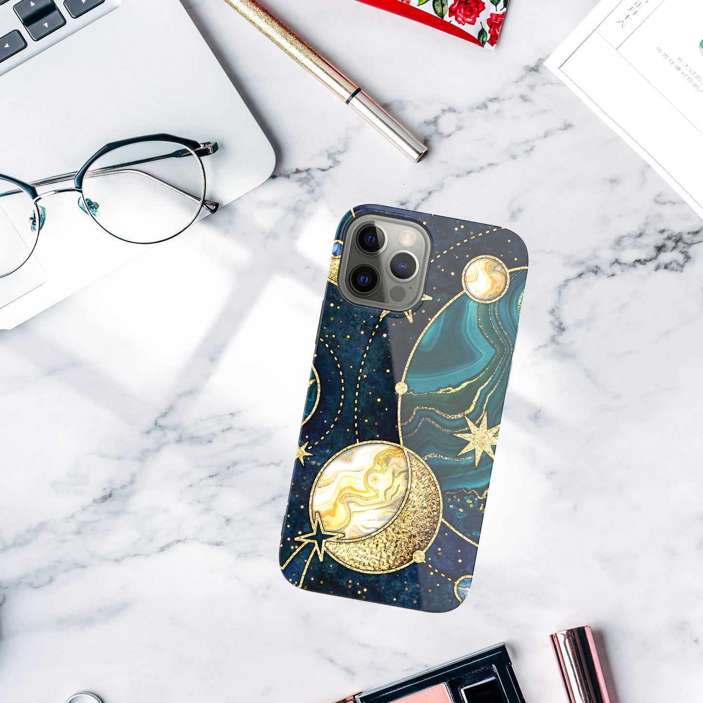 iPhone 12 / iPhone 12 Pro Case, Ultra Slim Glossy Shockproof Scratch-Proof Case - Galaxy Stars and Planets