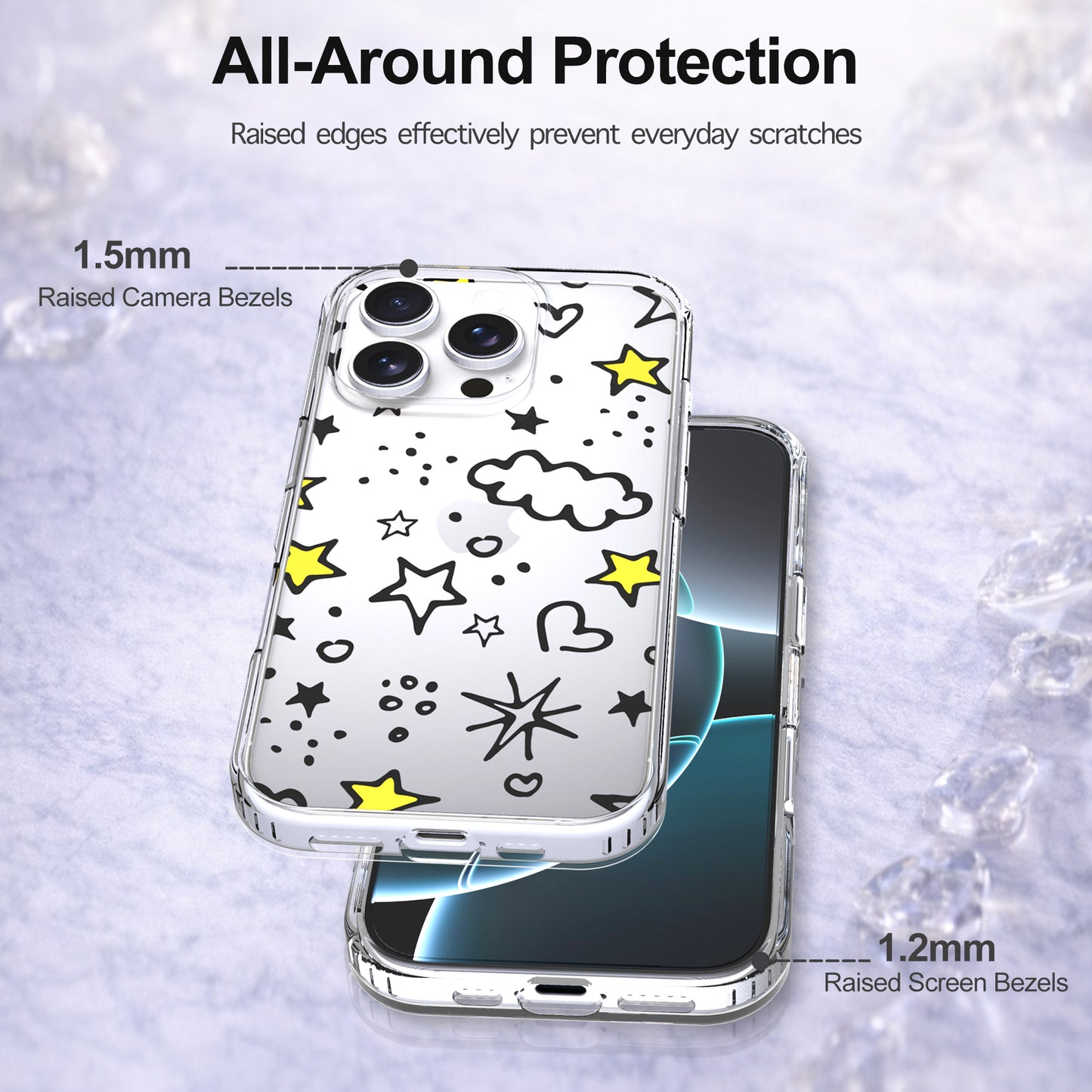 iPhone 16 Pro Max Case, Anti-Scratch Clear Case - Cute Starts