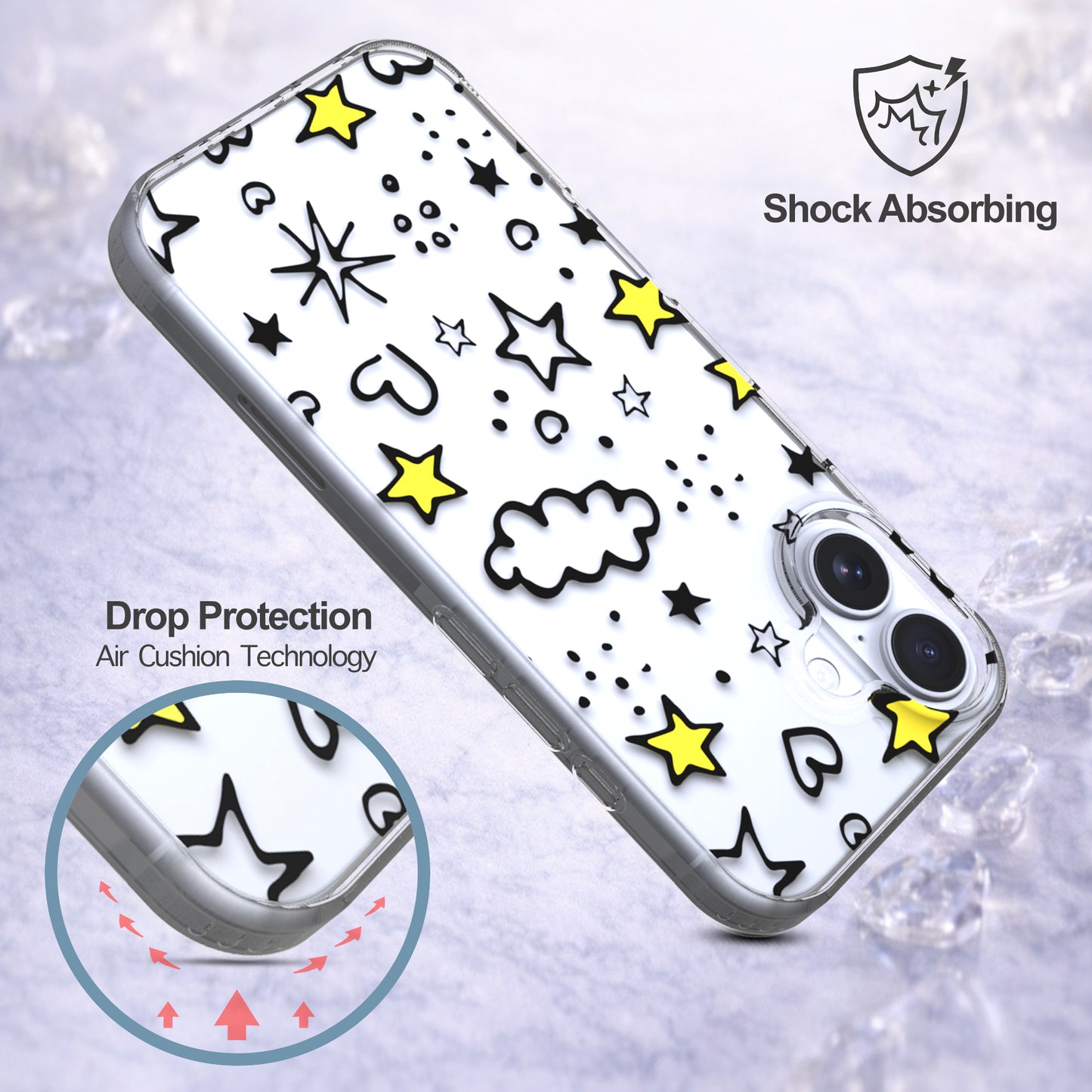 iPhone 16 Plus Case, Anti-Scratch Clear Case - Cute Starts