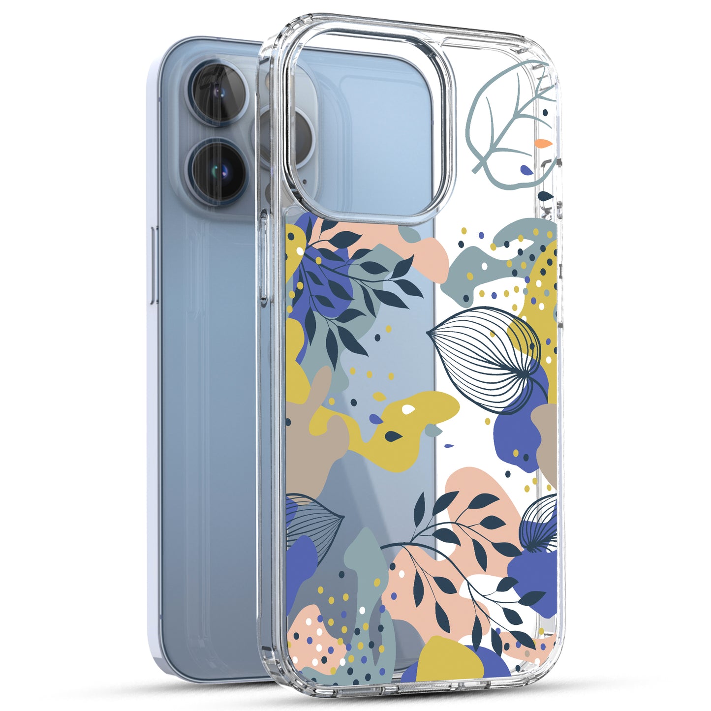 iPhone 13 Pro Max Case, Anti-Scratch Clear Case - Tropical Leaves Floral