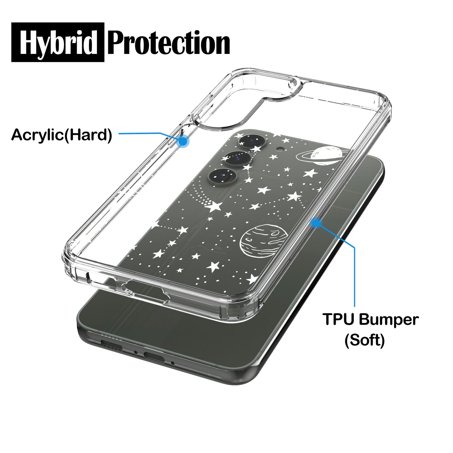 Samsung Galaxy S23 Plus Case, Anti-Scratch Clear Case with Design - Universe