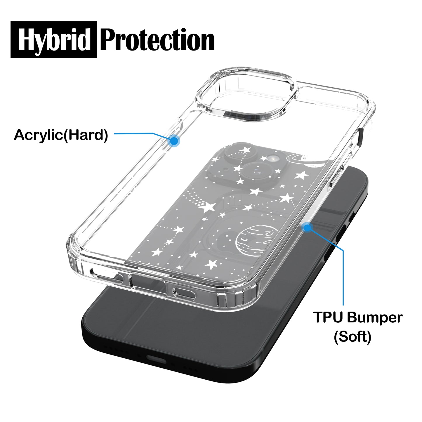 iPhone 15 Case, Anti-Scratch Clear Case - Universe