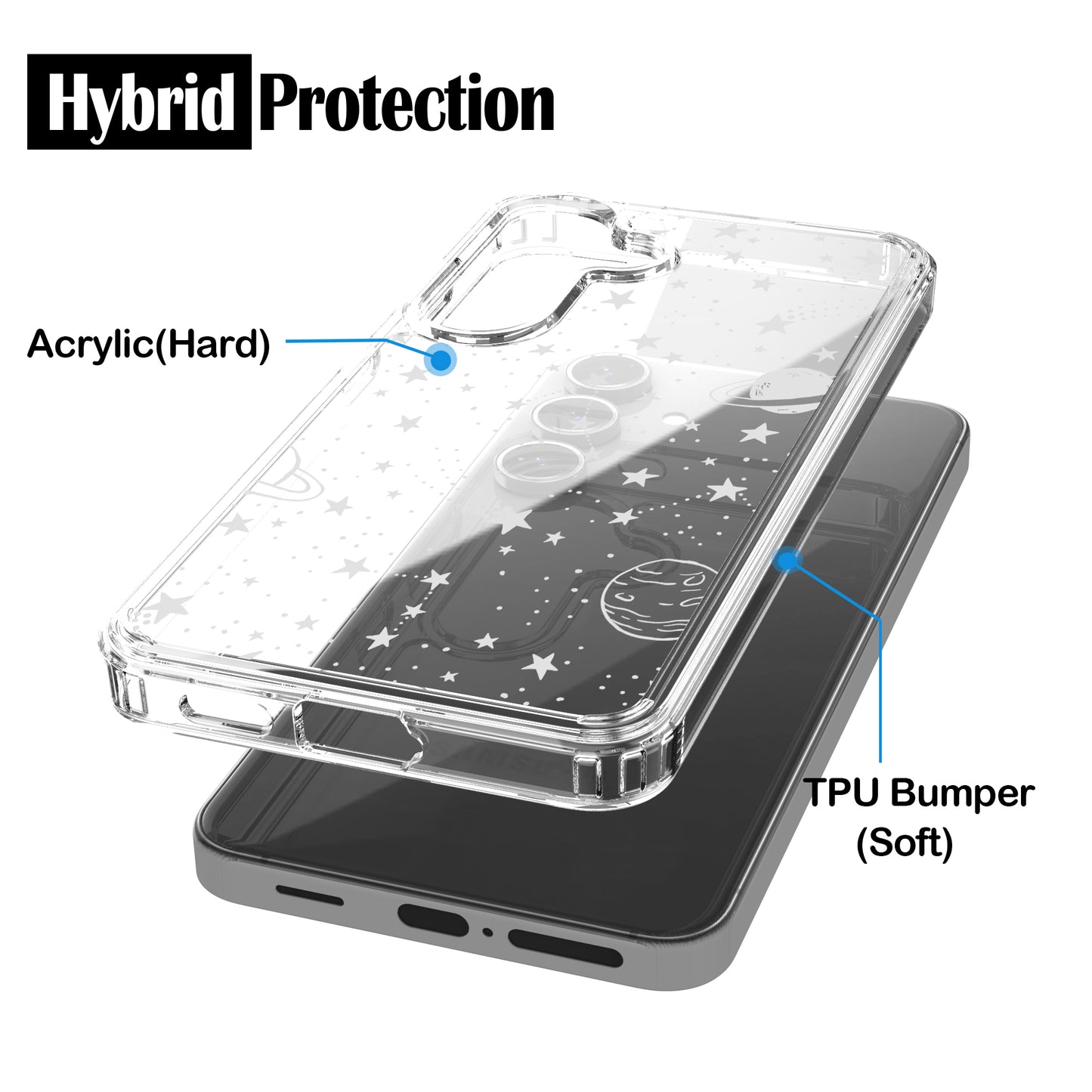 Samsung Galaxy S24 Plus Case, Anti-Scratch Clear Case with Design - Universe