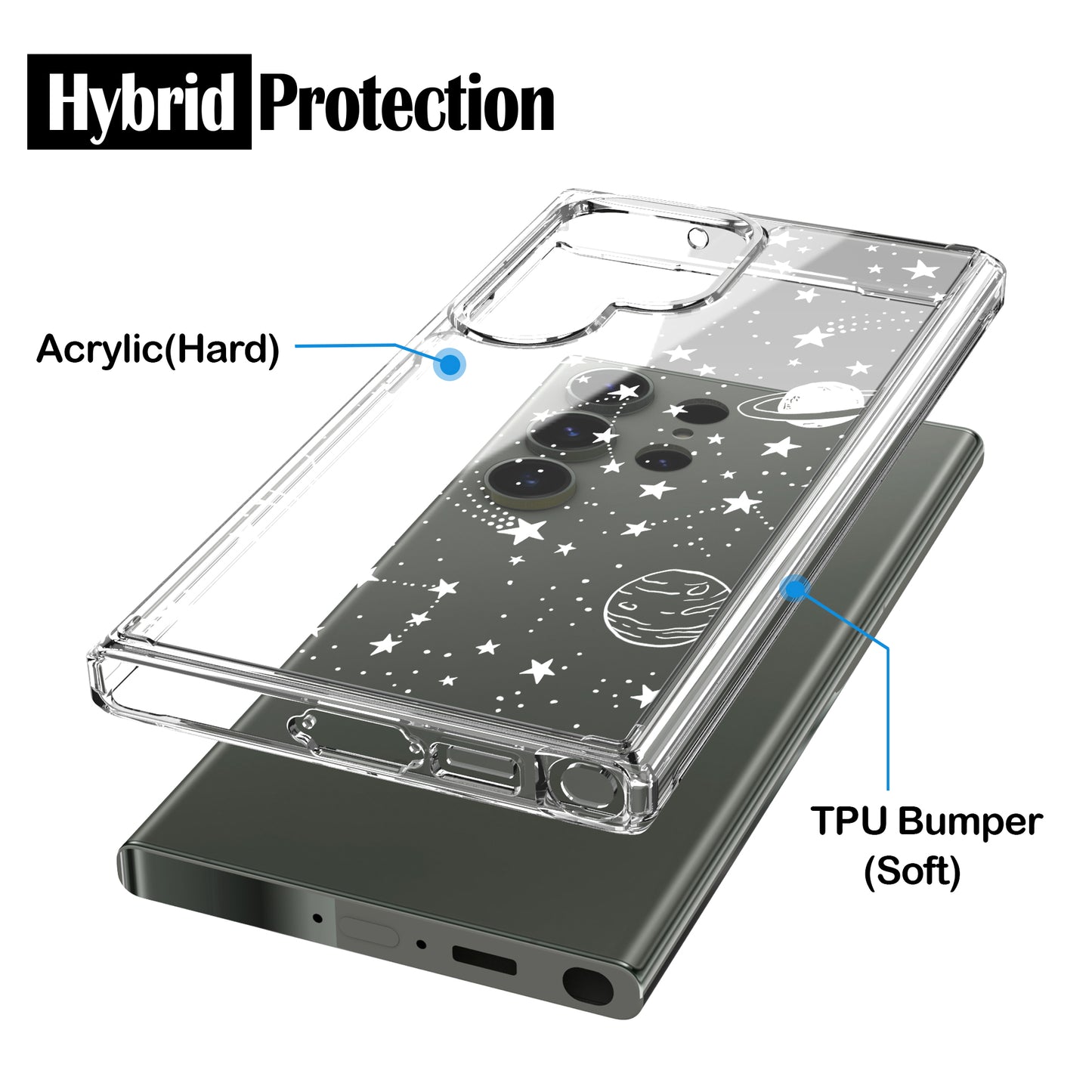 Samsung Galaxy S23 Ultra Case, Anti-Scratch Clear Case with Design - Universe