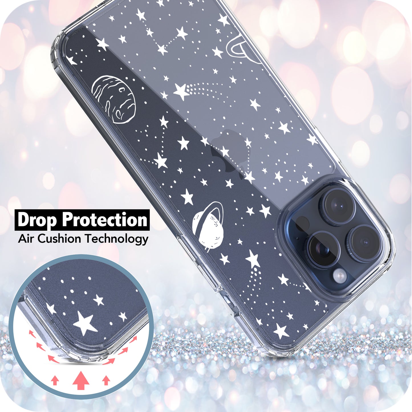 iPhone 15 Pro Case, Anti-Scratch Clear Case - Universe