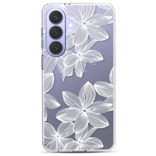 Samsung Galaxy S26 Case, Anti-Scratch Clear Case with Design - White Flower