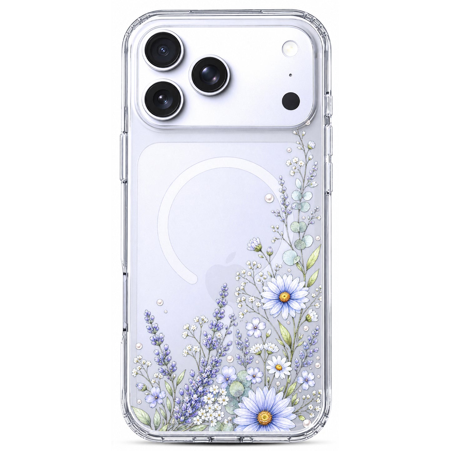 iPhone 17 Pro Case, Anti-Scratch Clear Case - Purple Wildflower