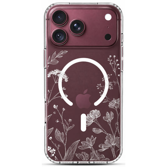 iPhone 18 Pro Max Case, Anti-Scratch Clear Case - Minimalist White Floral