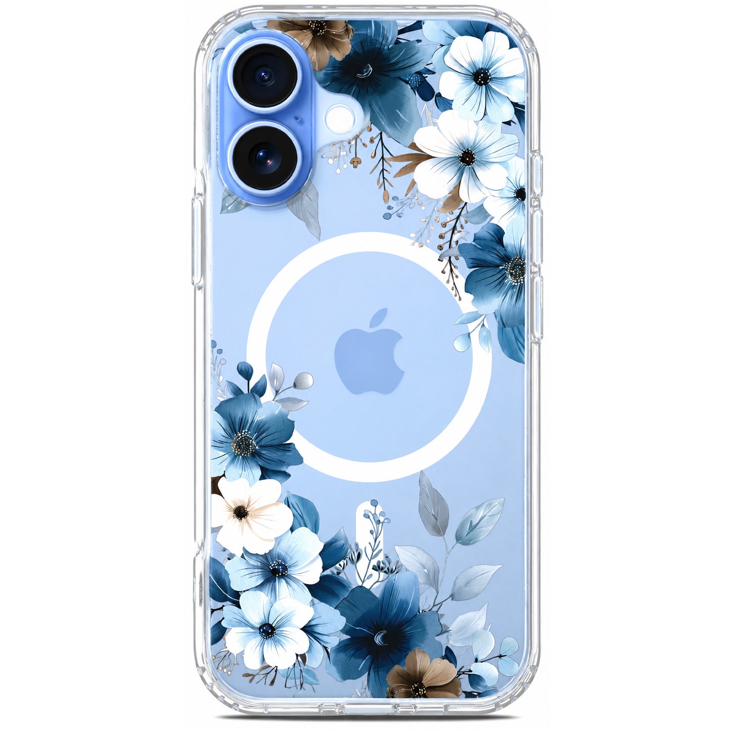 iPhone 17 Case, Anti-Scratch Clear Case - Blue Flower