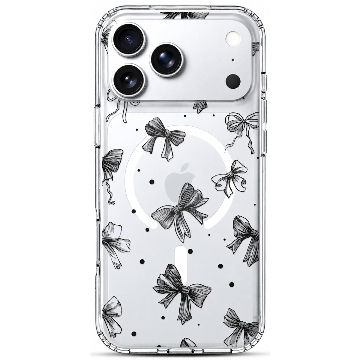 iPhone 18 Pro Max Case, Anti-Scratch Clear Case - Cute Black Ribbon