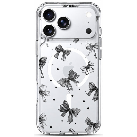 iPhone 18 Pro Case, Anti-Scratch Clear Case - Cute Black Ribbon