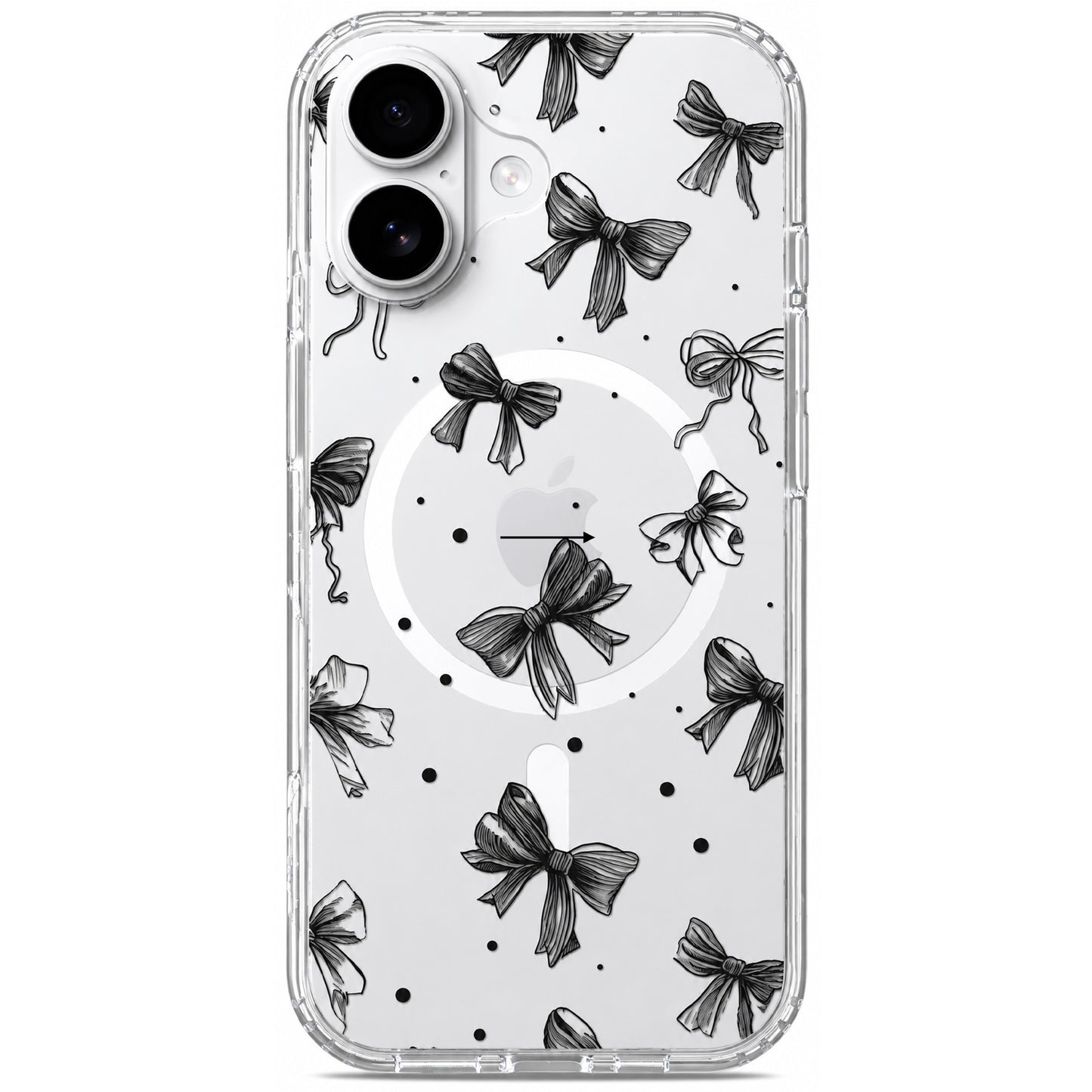 iPhone 17 Case, Anti-Scratch Clear Case - Cute Black Ribbon