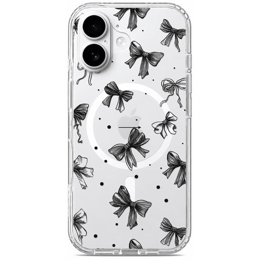 iPhone 17 Case, Anti-Scratch Clear Case - Cute Black Ribbon