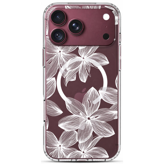 iPhone 18 Pro Case, Anti-Scratch Clear Case - White Flower