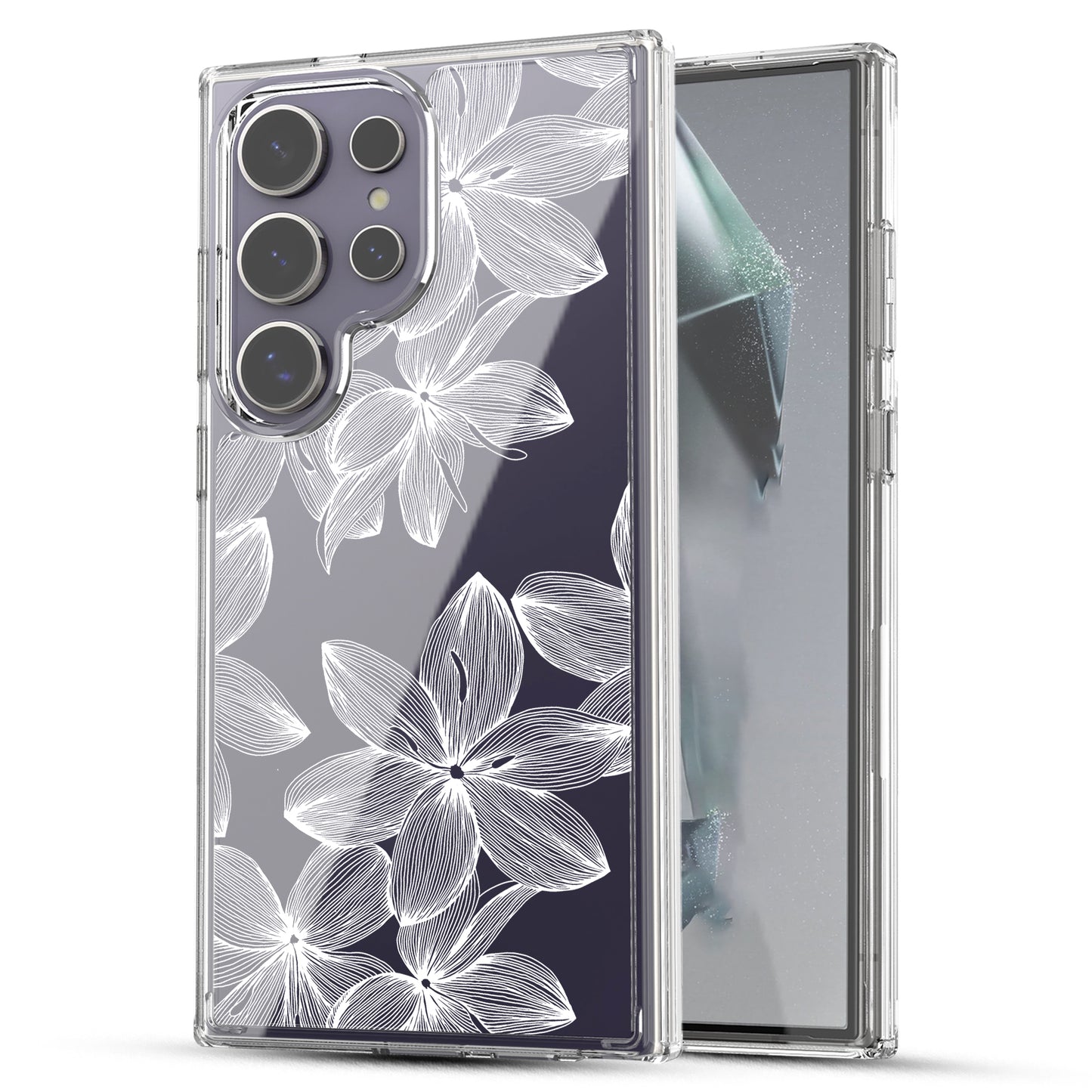 Samsung Galaxy S24 Ultra Case, Anti-Scratch Clear Case with Design - White Flower