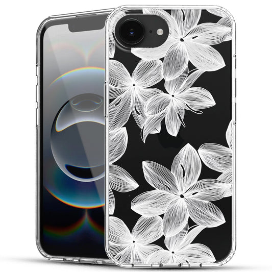 iPhone 16E Case, Anti-Scratch Clear Case - White Flower