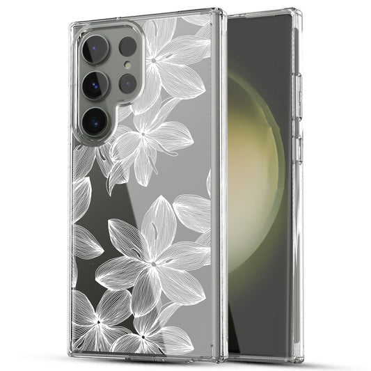 Samsung Galaxy S23 Ultra Case, Anti-Scratch Clear Case with Design - White Flower