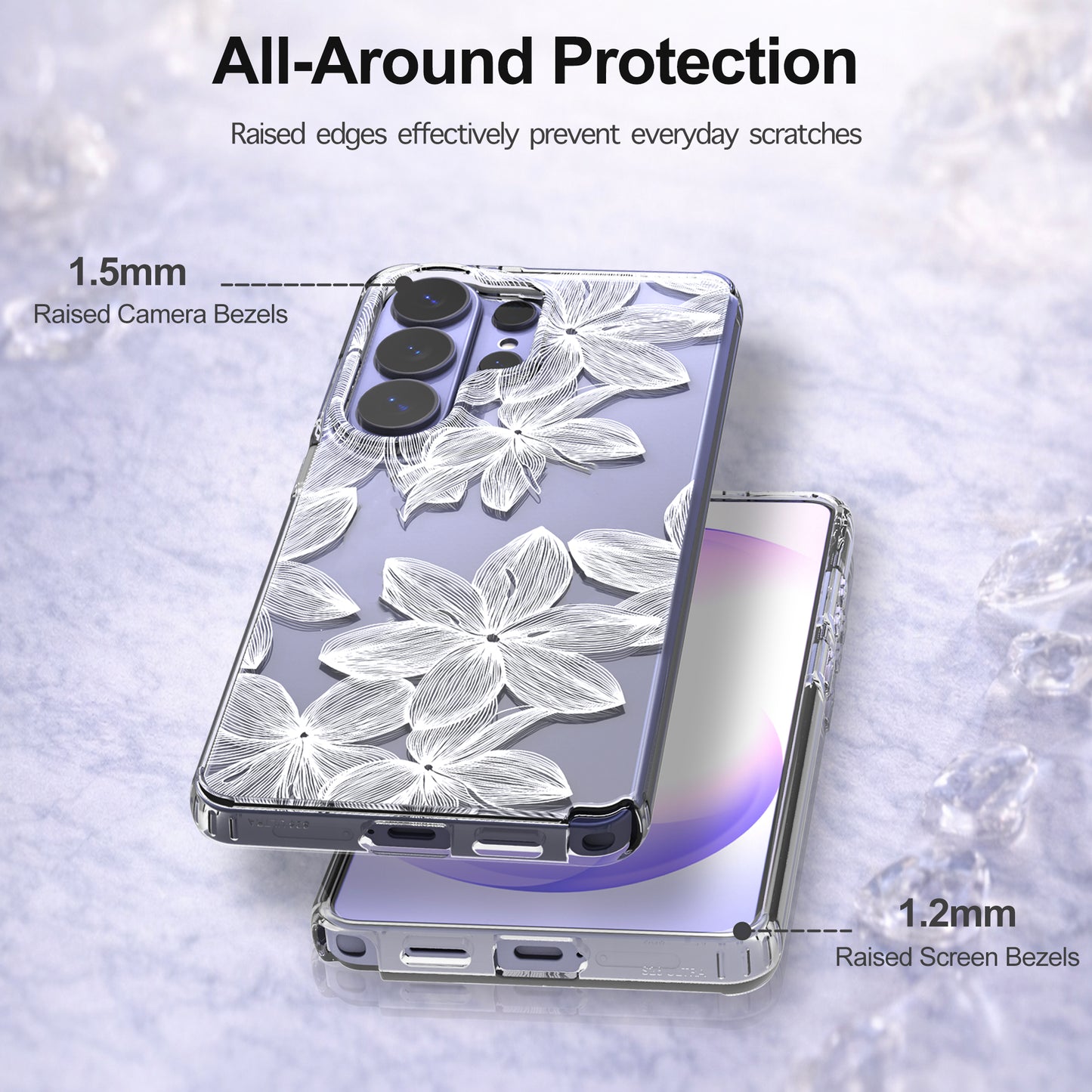 Samsung Galaxy S26 Ultra Case, Anti-Scratch Clear Case with Design - White Flower