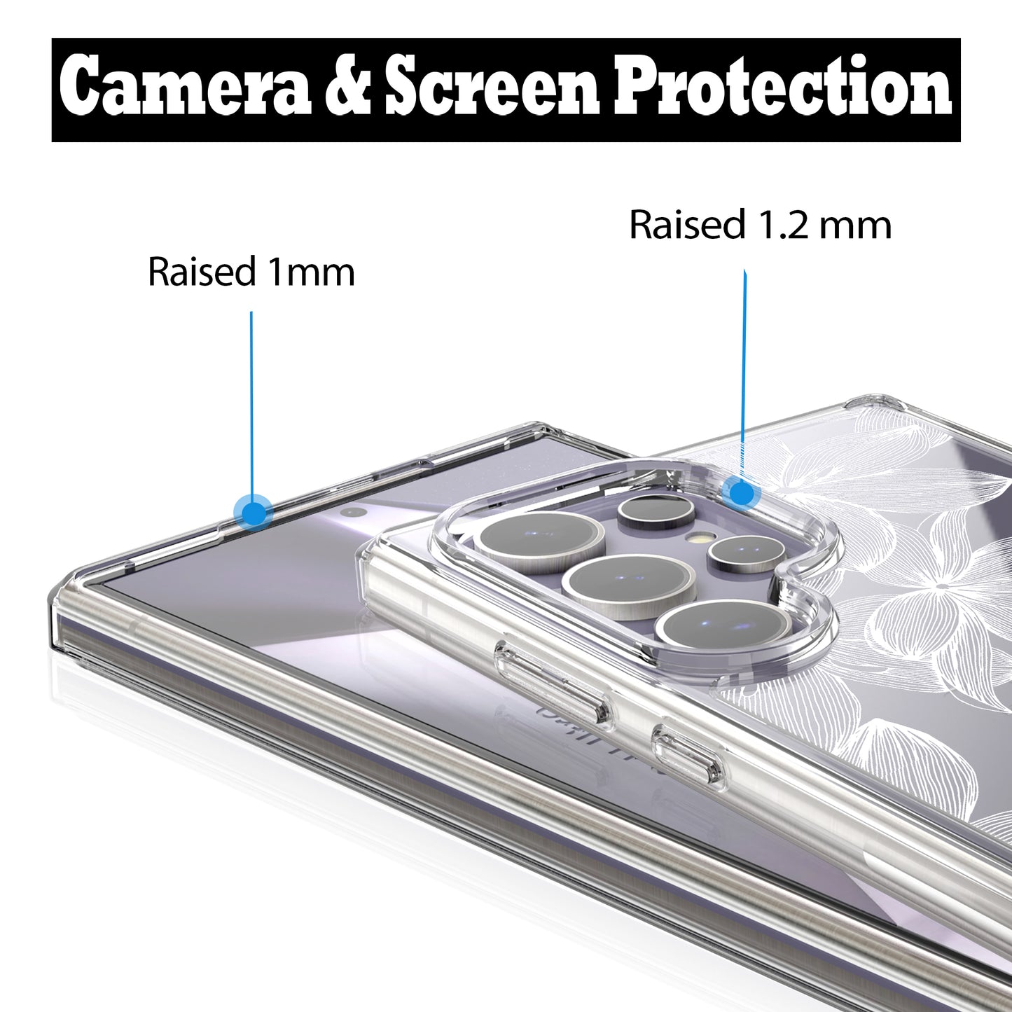 Samsung Galaxy S24 Ultra Case, Anti-Scratch Clear Case with Design - White Flower