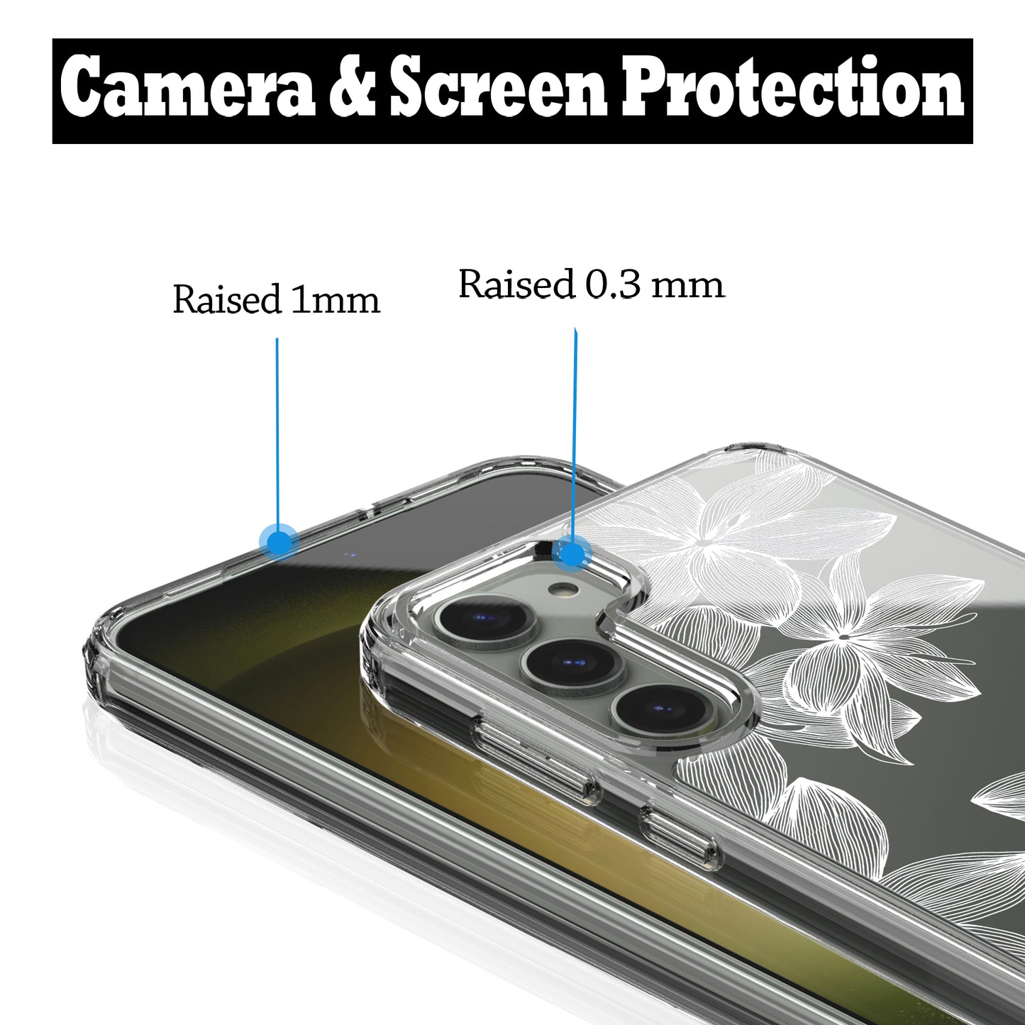 Samsung Galaxy S23 Case, Anti-Scratch Clear Case with Design - White Flower