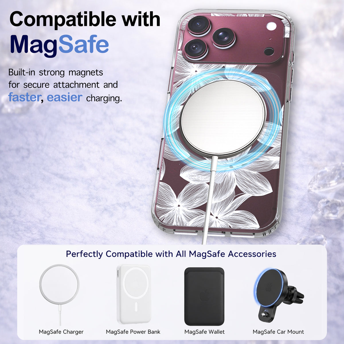 iPhone 18 Pro Case, Anti-Scratch Clear Case - White Flower