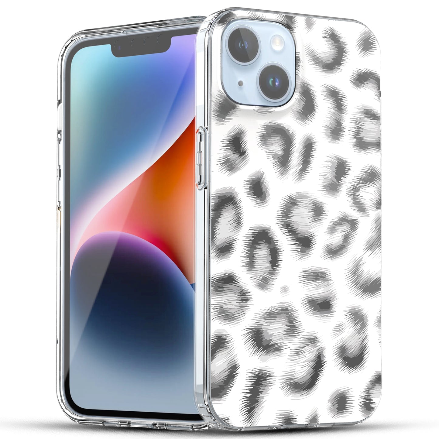 iPhone 14 Case, Anti-Scratch Clear Case - White Leopard