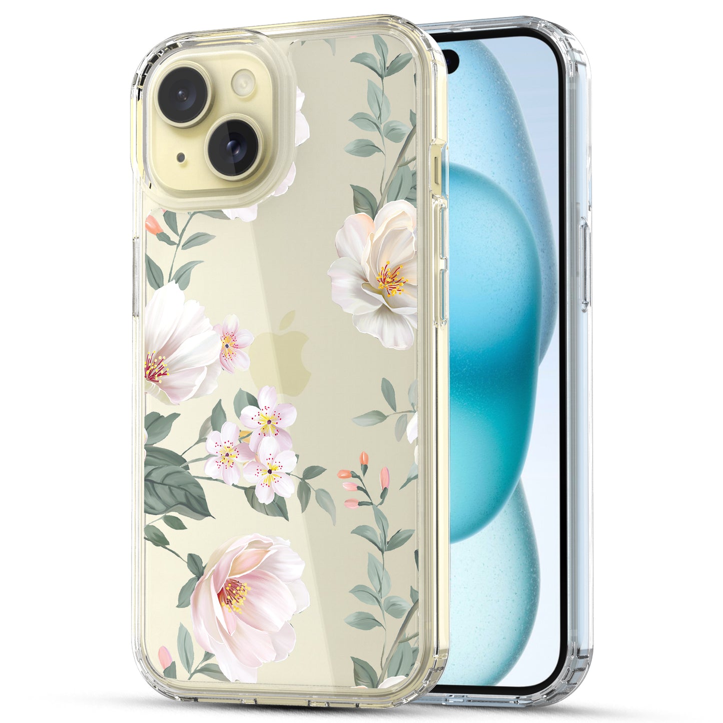 iPhone 15 Plus Case, Anti-Scratch Clear Case - Magnolia Flower