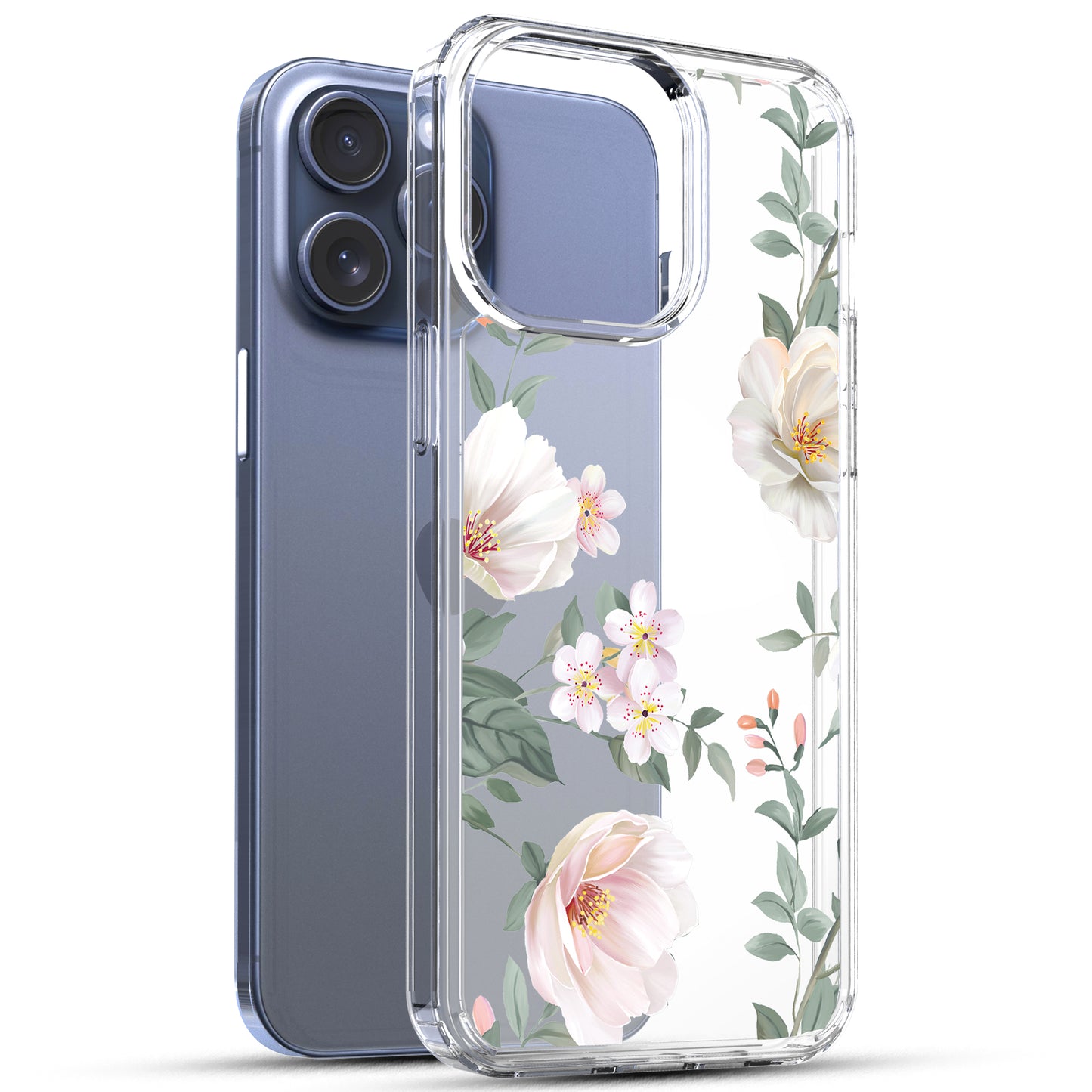 iPhone 15 Pro Max Case, Anti-Scratch Clear Case - Magnolia Flower