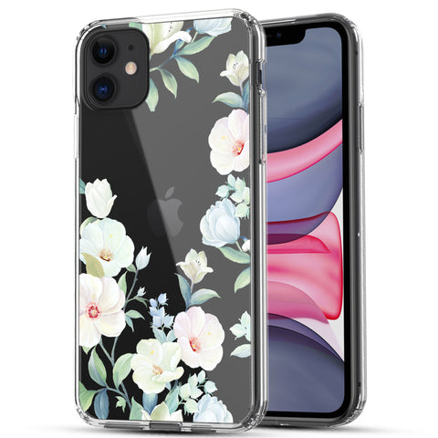 iPhone 11 Case, Anti-Scratch Clear Case - White Magnolia Flower