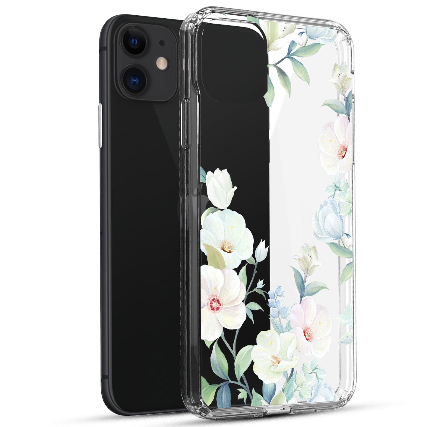 iPhone 11 Case, Anti-Scratch Clear Case - White Magnolia Flower