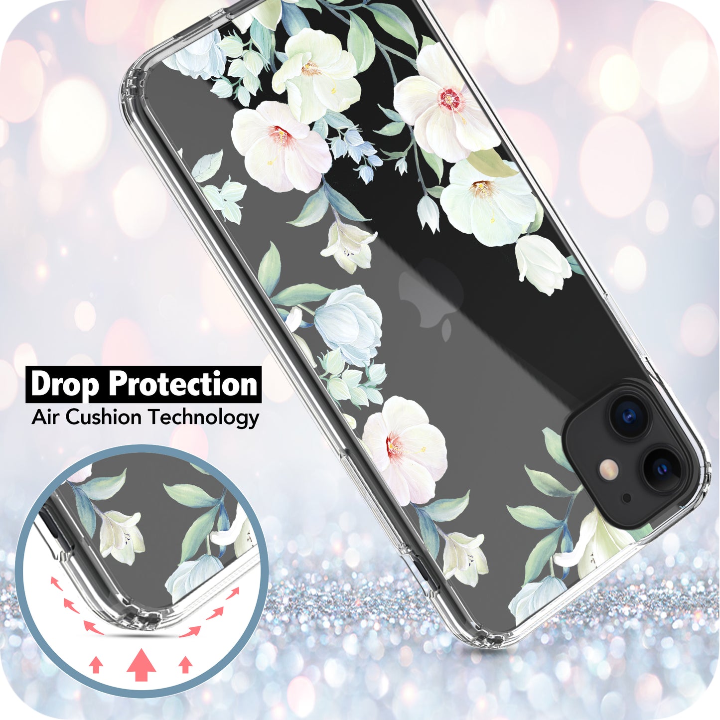 iPhone 11 Case, Anti-Scratch Clear Case - White Magnolia Flower