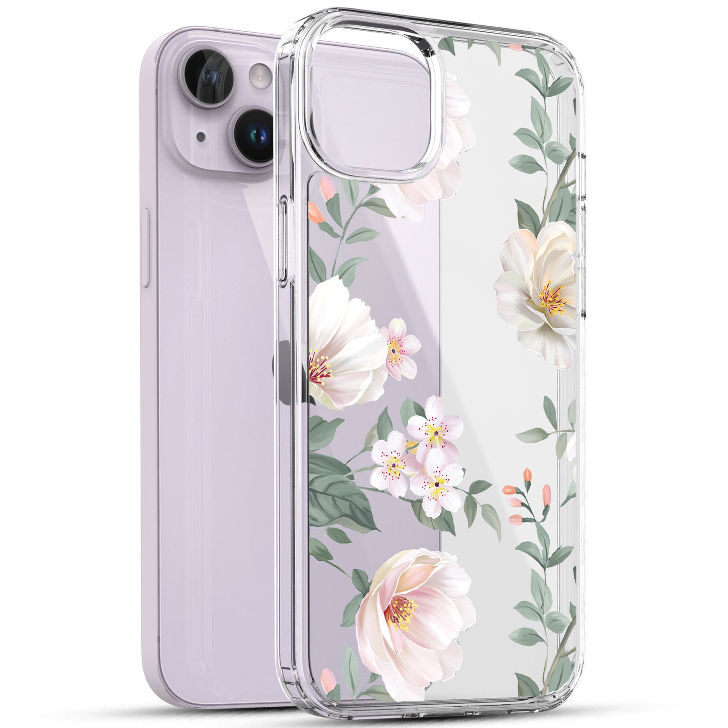 iPhone 14 Plus Case, Anti-Scratch Clear Case - Magnolia Flower