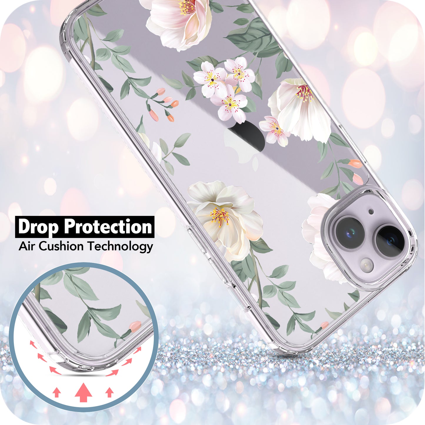 iPhone 14 Plus Case, Anti-Scratch Clear Case - Magnolia Flower