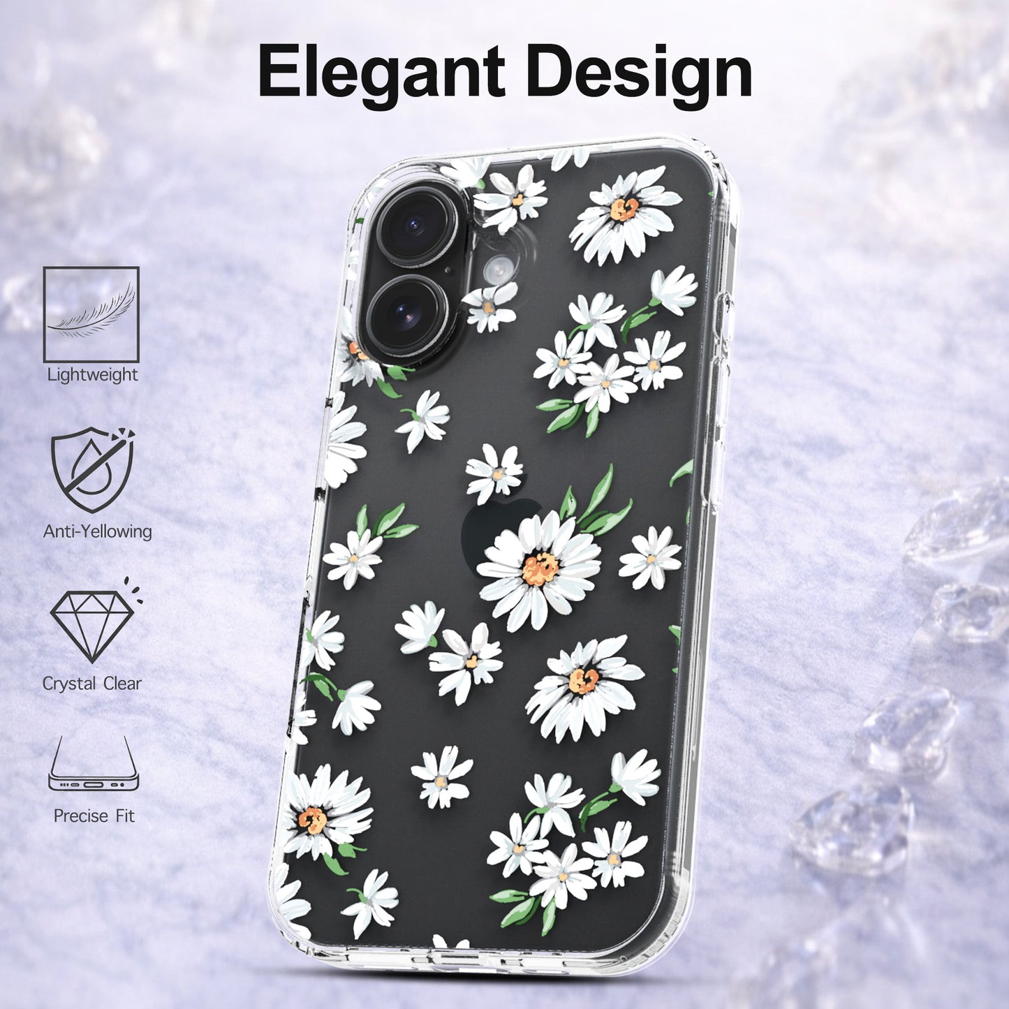 iPhone 16 Plus Case, Anti-Scratch Clear Case - Daisy
