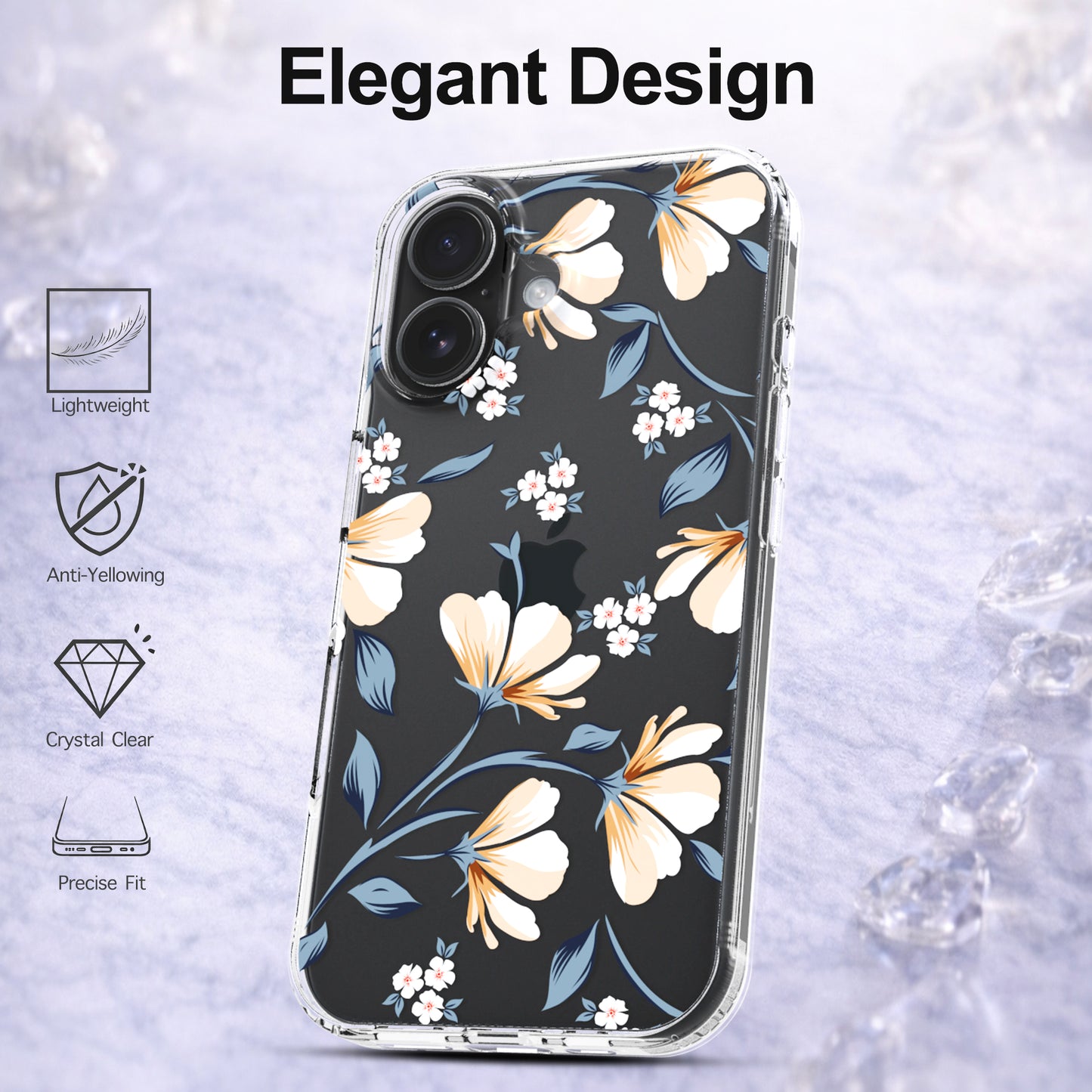 iPhone 16 Case, Anti-Scratch Clear Case - Lily Flower