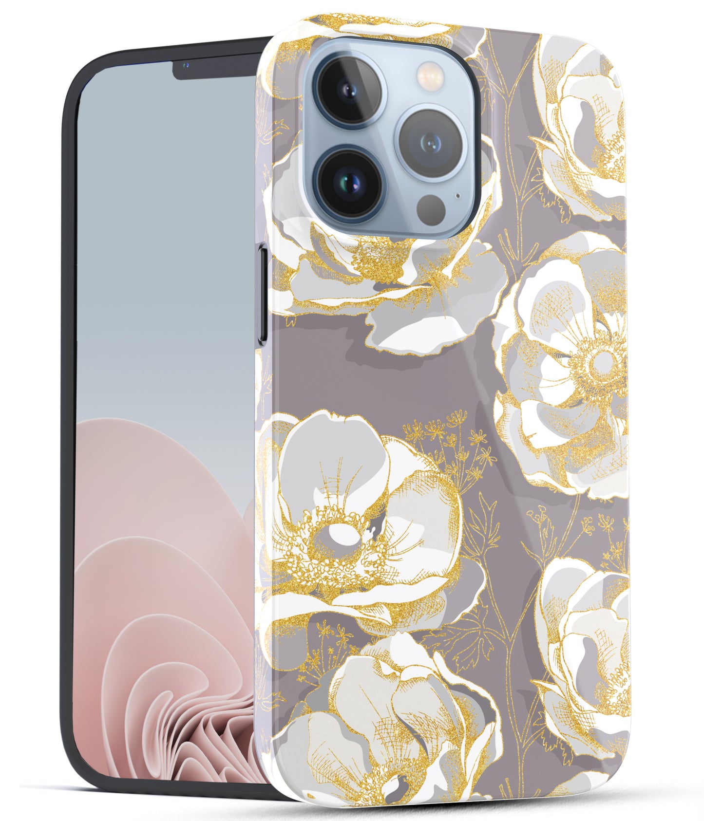 iPhone 13 Pro Case, Ultra Slim Glossy Shockproof Scratch-Proof Case - Anemone Flowers