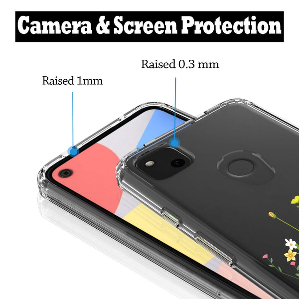 Google Pixel 4A Case, Anti-Scratch Clear Case - Floral