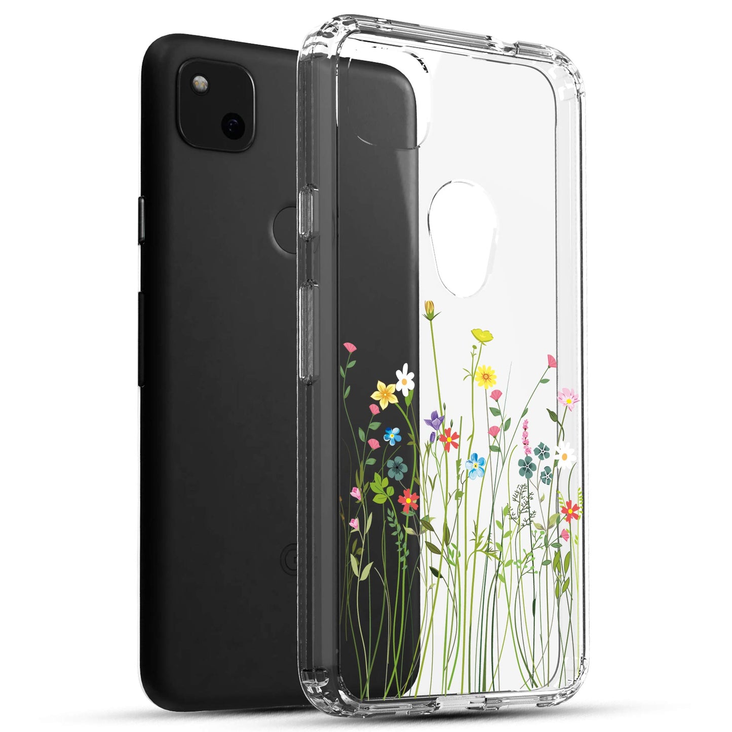 Google Pixel 4A Case, Anti-Scratch Clear Case - Floral