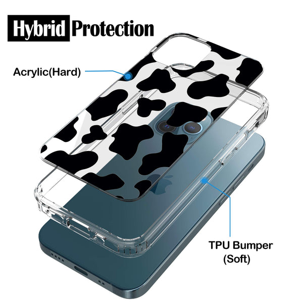 iPhone 12 Pro Max Case, Anti-Scratch Clear Case - Cow Print