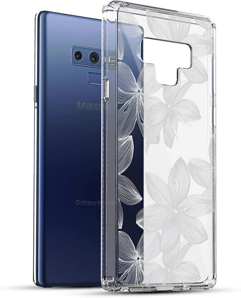 Samsung Galaxy Note 9 Case, Anti-Scratch Clear Case - White Flowers