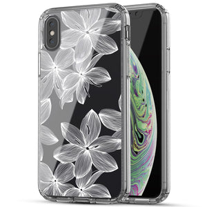 iPhone Xs Max Case, Anti-Scratch Clear Case - White Flower