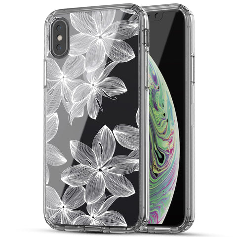 iPhone X / iPhone Xs Case, Anti-Scratch Clear Case - White Flower