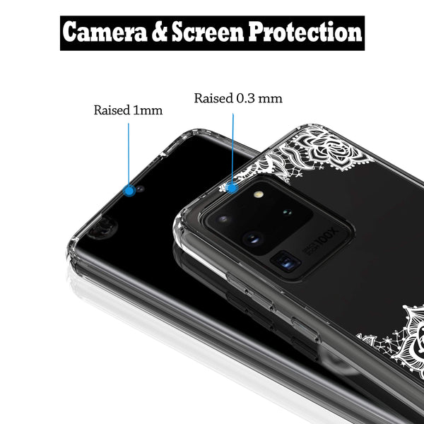Samsung Galaxy S20 Ultra Case, Anti-Scratch Clear Case - Lace Flower