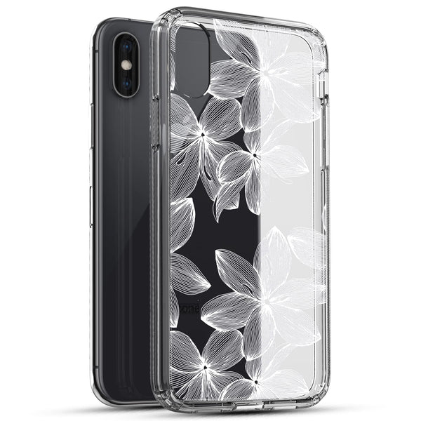 iPhone Xs Max Case, Anti-Scratch Clear Case - White Flower